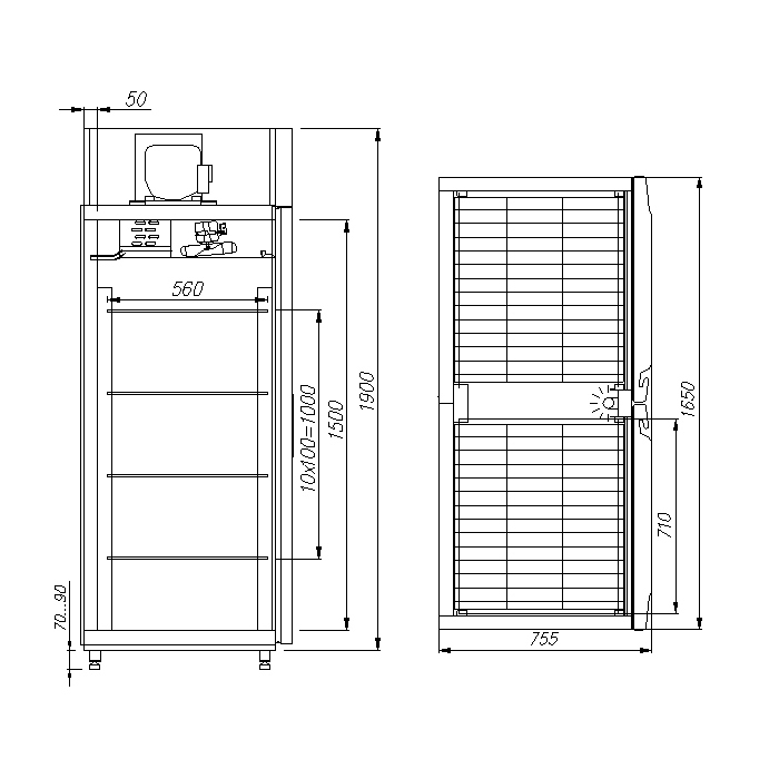 Шкаф холодильный Carboma R1400 INOX