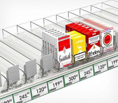 Лоток пластиковый для сигарет SIG-TRAY, длина 385 мм, сила толкания 3N