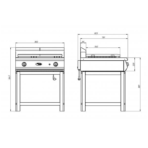 Жарочная поверхность Grill Master газовая Ф2ПЖГ/800 (на подставке)