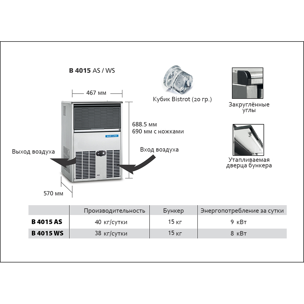 Льдогенератор BAR LINE (FRIMONT) B 4015 WS